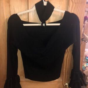 Sweater with choker neckline